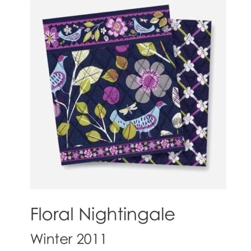 New VERA BRADLEY Floral Nightingale 2011 Tall Tote Rhythm Blues Plum Petal Y2K